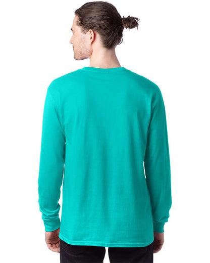 Hanes Essential-T Long Sleeve T-Shirt 5286 #colormdl_Athletic Teal