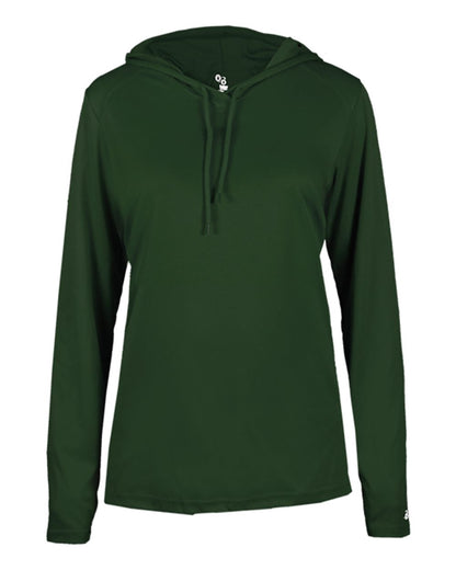 Badger Women's B-Core Long Sleeve Hooded T-Shirt 4165 #color_Forest