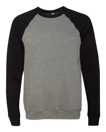 BELLA + CANVAS Sponge Fleece Raglan Crewneck Sweatshirt 3901 #color_Deep Heather/ Black