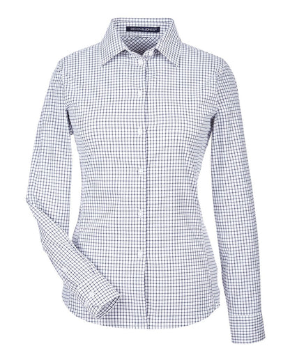 Devon & Jones Women's CrownLux Performance® Micro Windowpane Woven Dress Shirt DG540W #color_Navy/ White