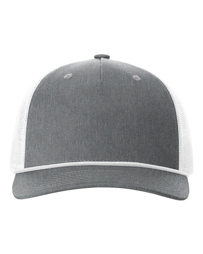 Richardson Five-Panel Trucker with Rope Cap 112FPR #color_Heather Grey/ White