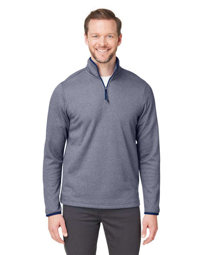 CORE365 Men's Venture Heathered Stripe Quarter-Zip Pullover CE73 #colormdl_Classic Navy/ White
