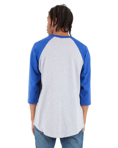 Shaka Wear Unisex Three-Quarter Sleeve Raglan T-Shirt SHRAG #colormdl_Heather Grey/ Royal