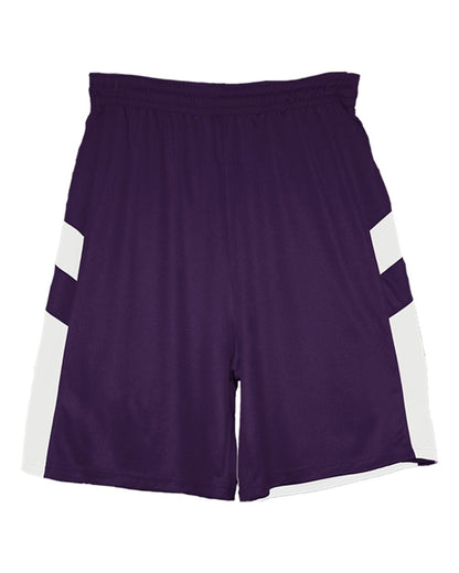 Alleson Athletic Youth B-Pivot Rev. Shorts 2266 #color_Purple/ White