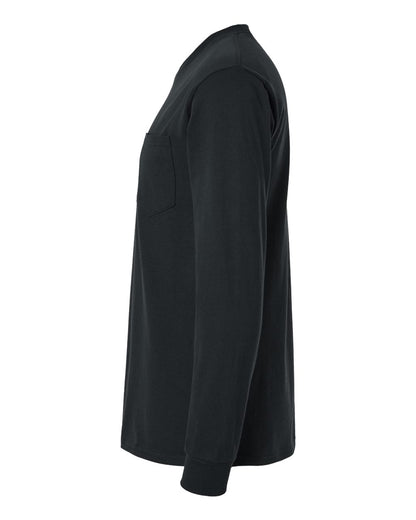 Gildan Unisex Ultra Cotton® Long Sleeve Pocket T-Shirt 2410 #color_Black