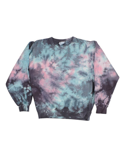 Dyenomite Premium Tie-Dyed Crewneck Sweatshirt 845VR #color_Pacific