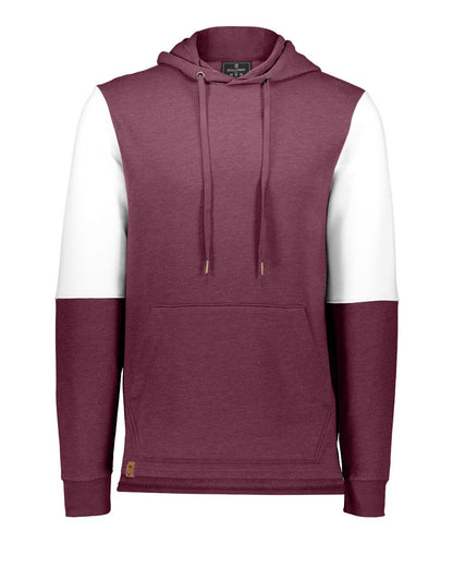 Holloway Men's All-American Team Fleece Colorblocked Hooded Sweatshirt 222581 #color_Maroon Heather/ White