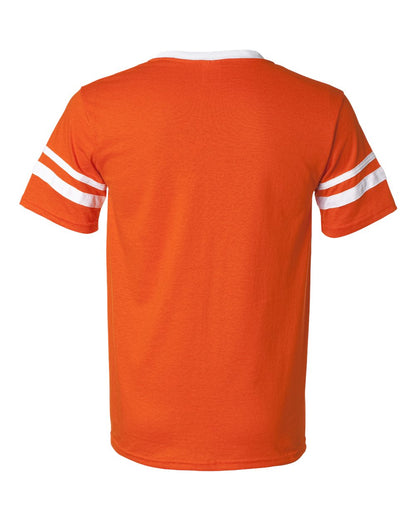 Augusta Sportswear V-Neck Jersey with Striped Sleeves 360 #color_Orange/ White