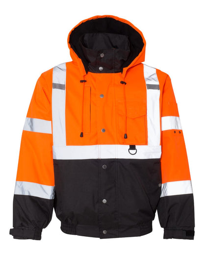 Kishigo Unisex Ripstop Bomber Jacket JS130-132 #color_Orange/ Black