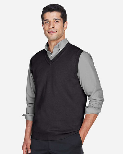 Devon & Jones Unisex V-Neck Sweater Vest D477 #colormdl_Black