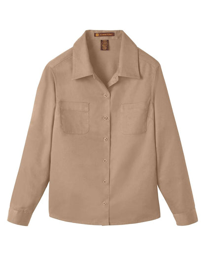 Harriton Women's Advantage IL Workshirt M585LW #color_Khaki