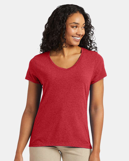 Hanes Women's Perfect-T Triblend V-Neck T-Shirt 42VT #colormdl_Red Triblend