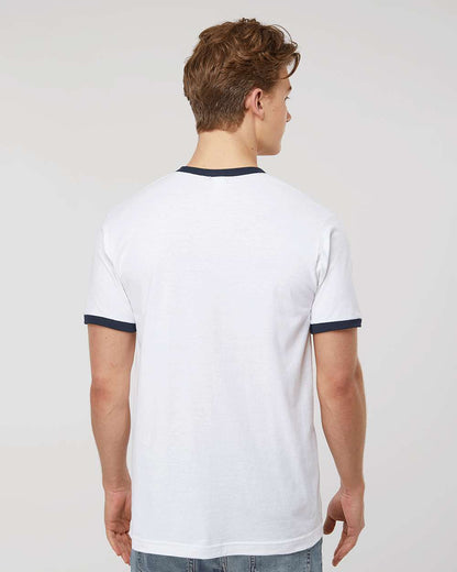 Tultex Fine Jersey Ringer T-Shirt 246 #colormdl_White/ Navy