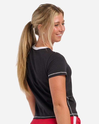 Boxercraft Women's Contrast Stitch Baby Tee BW2106 #colormdl_Black