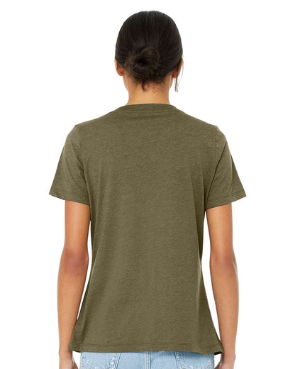 BELLA + CANVAS Women's Relaxed Heather CVC V-Neck Tee 6405CVC #colormdl_Heather Olive