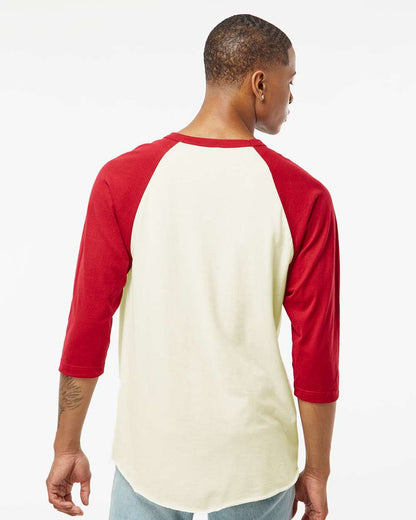 Tultex Fine Jersey Raglan T-Shirt 245 #colormdl_Vintage White/ Rio Red