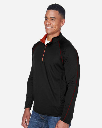 North End Men's Radar Performance Quarter-Zip Pullover 88187 #colormdl_Black/ Classic Red