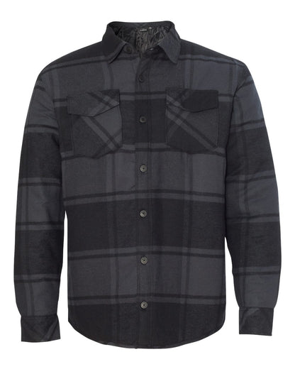Burnside Men's Quilted Flannel Shirt Jacket 8610 #color_Black Plaid