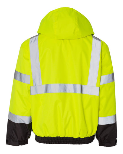 Kishigo Unisex Ripstop Bomber Jacket JS130-132 #color_Lime/ Black