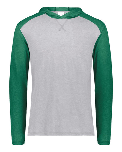 Augusta Sportswear Unisex Gameday Vintage Hooded T-Shirt 6884 #color_Grey Heather/ Kelly Heather