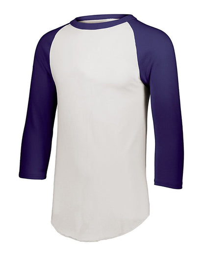 Augusta Sportswear Youth Three-Quarter Sleeve Baseball Jersey 4421 #color_White/ Purple