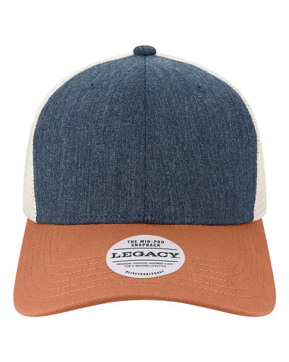 LEGACY Mid-Pro Snapback Trucker Cap MPS #color_Melange Navy/ Bronze/ Stone