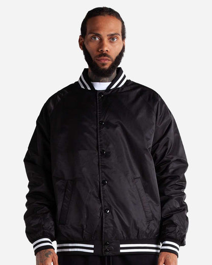 Shaka Wear Collared Varsity Bomber Jacket CVBJ #colormdl_Black