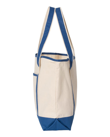 Q-Tees 34.6L Large Canvas Deluxe Tote Q1500 #color_Natural/ Royal