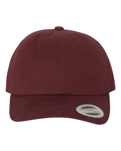 YP Classics Peached Cotton Twill Dad Hat 6245PT #color_Maroon