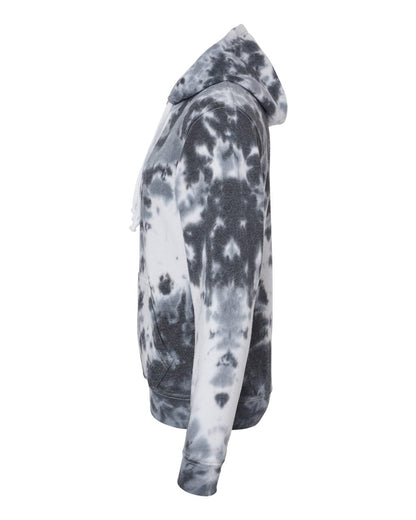 J. America Men's Tie-Dyed Fleece Hooded Sweatshirt 8861 #color_Black Tie Dye