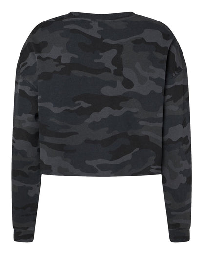 Independent Trading Co. Women's Lightweight Crop Crewneck Sweatshirt AFX24CRP #color_Black Camo