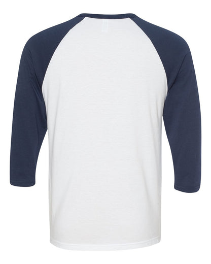 BELLA + CANVAS Three-Quarter Sleeve Baseball Tee 3200 #color_White/ Navy