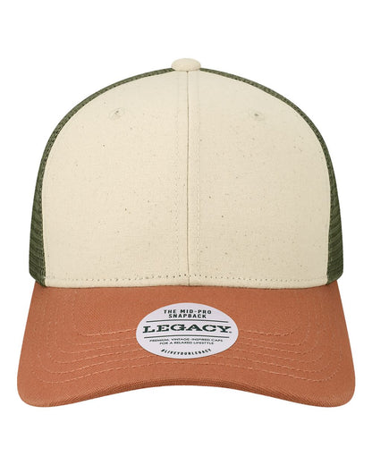 LEGACY Mid-Pro Snapback Trucker Cap MPS #color_Stone/ Bronze/ Light Olive Green