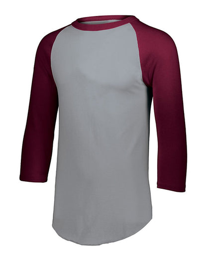 Augusta Sportswear Youth Three-Quarter Sleeve Baseball Jersey 4421 #color_Athletic Heather/ Maroon