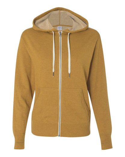 Independent Trading Co. Heathered French Terry Full-Zip Hooded Sweatshirt PRM90HTZ #color_Golden Wheat Heather