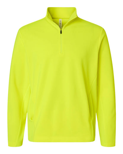 Team 365 Unisex Squad Cadet Quarter-Zip Tech Fleece Pullover TT401 #color_Safety Yellow