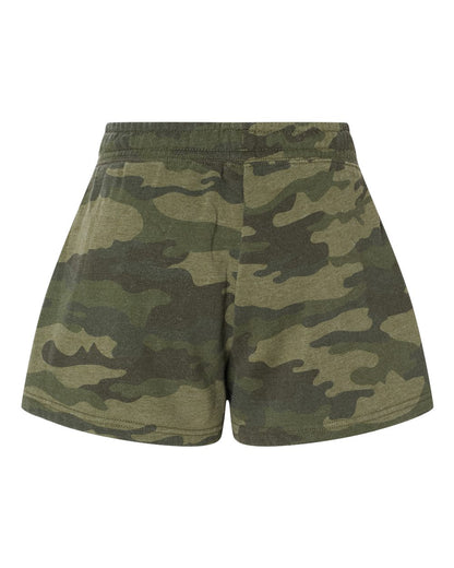 Independent Trading Co. Women’s Lightweight California Wave Wash Fleece Shorts PRM20SRT #color_Forest Camo Heather