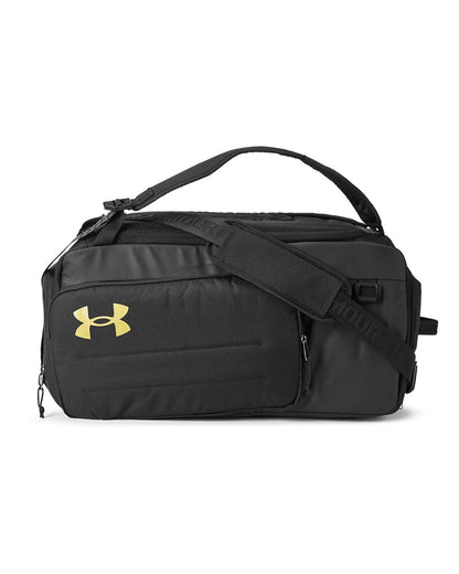 Under Armour Contain Medium Convertible Duffel Backpack 1381919 #color_Black/ MT Gold
