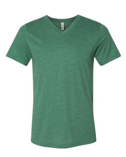 BELLA + CANVAS Heather CVC V-Neck Tee 3005CVC #color_Heather Grass Green