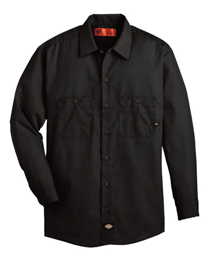 Dickies Men's Tall Industrial Long Sleeve Work Shirt L535T #color_Black