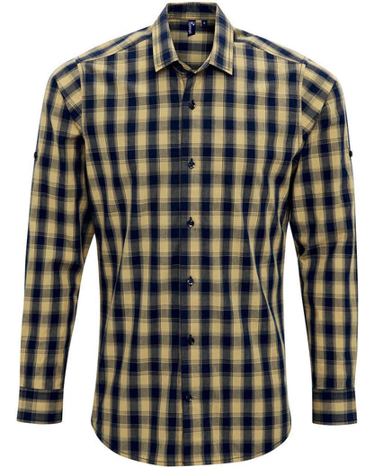 Artisan Collection by Reprime Men's Mulligan Check Cotton Shirt RP250 #color_Camel/ Navy