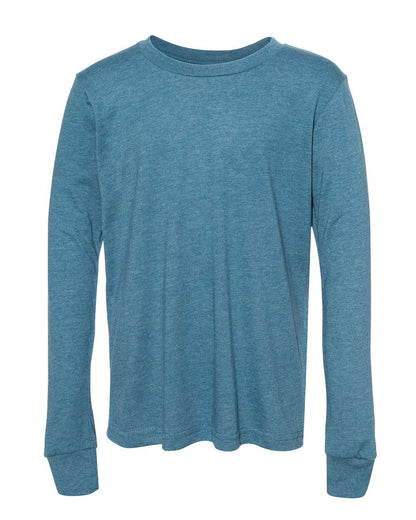 BELLA + CANVAS Heather CVC Long Sleeve Tee 3501CVC #color_Heather Deep Teal