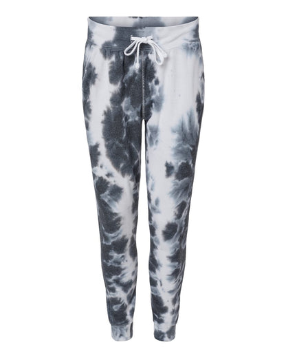 J. America Unisex Tie-Dyed Fleece Joggers 8884 #color_Black Tie Dye