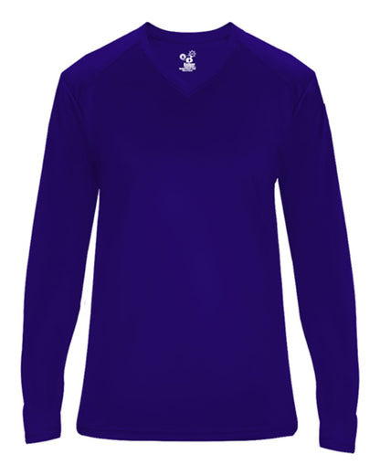 Badger Ultimate SoftLock™ Women's V-Neck Long Sleeve T-Shirt 4064 #color_Purple