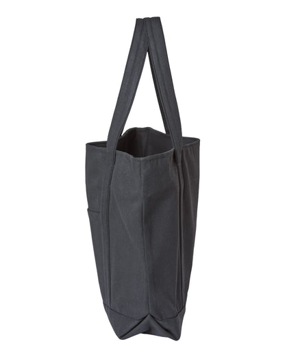 Liberty Bags XL Zippered Cotton Canvas Resort Tote 8873 #color_Black/ Black