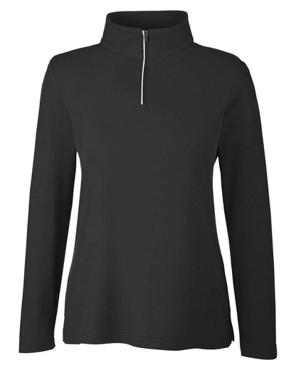 CORE365 Women's Fusion ChromaSoft™ Pique Quarter-Zip Pullover CE405W #color_Black