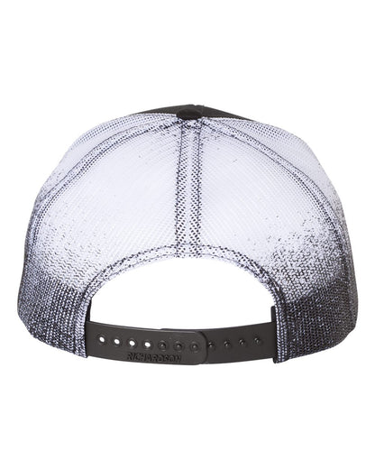 Richardson Printed Mesh Trucker Cap 112PM #color_Black/ Black to White Fade