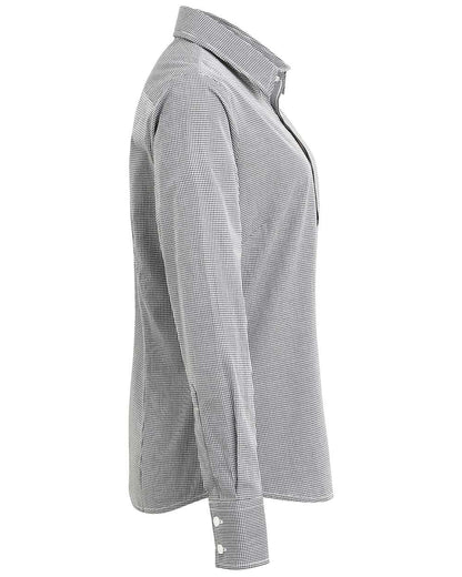 Artisan Collection by Reprime Women's Microcheck Gingham Cotton Shirt RP320 #color_Black/ White