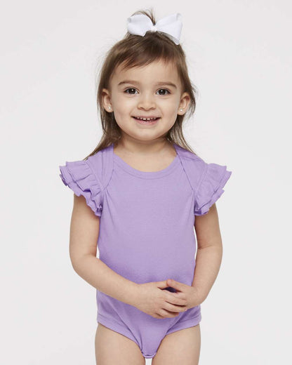Rabbit Skins Infant Flutter Sleeve Baby Rib Bodysuit 4439 #colormdl_Lavender