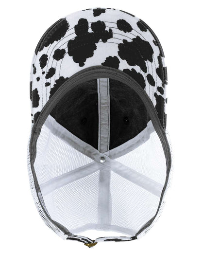 Infinity Her Women's Printed Bill with Mesh Back Cap JANET #color_Black/ Cow/ White